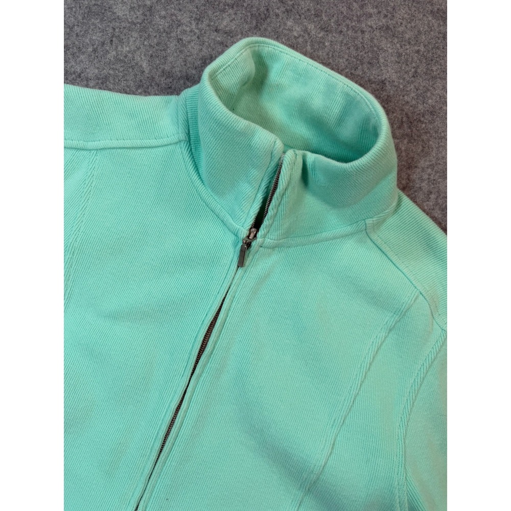 Lady Hathaway Mint Green Ribbed Full Zip Cardigan Mock Neck‎ Jacket Womens L